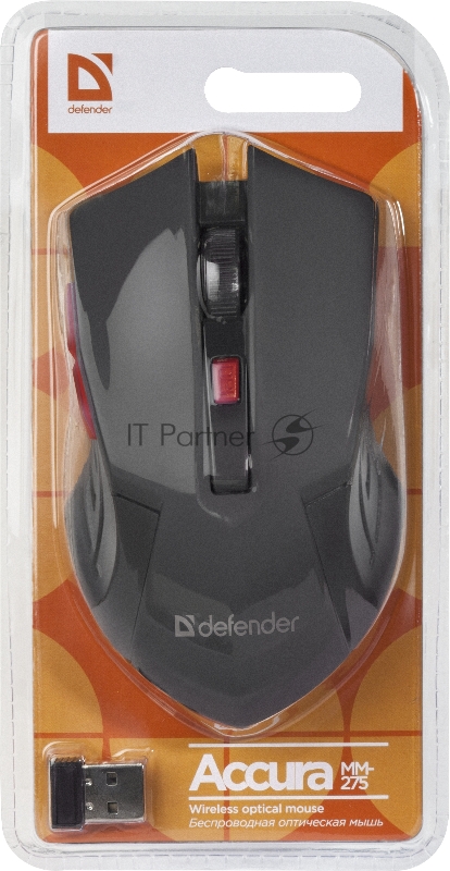 Мышь USB OPTICAL WRL MM-275 RED 52276 DEFENDER