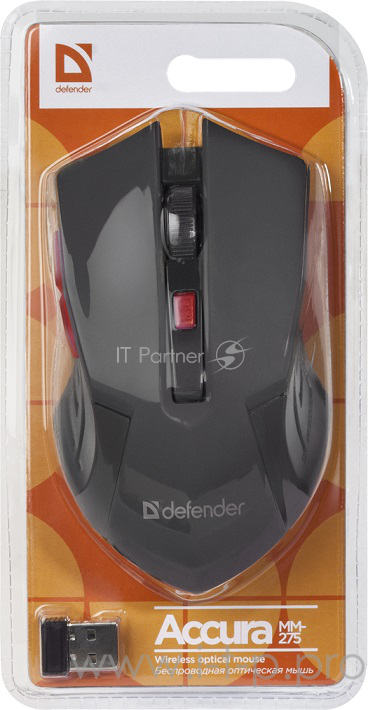 Мышь USB OPTICAL WRL MM-275 RED 52276 DEFENDER