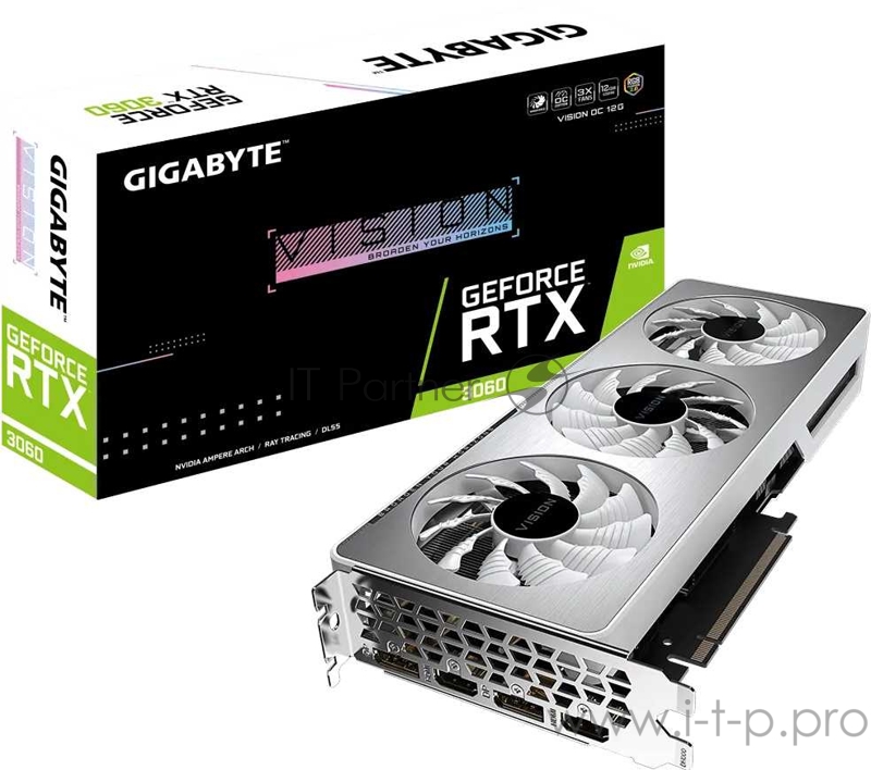 Видеокарта Gigabyte PCI-E 4.0 GV-N3060VISION OC-12GD 2.0 LHR NVIDIA GeForce RTX 3060 12288Mb 192 GDDR6 1837/15000/HDMIx2/DPx2/HDCP Ret