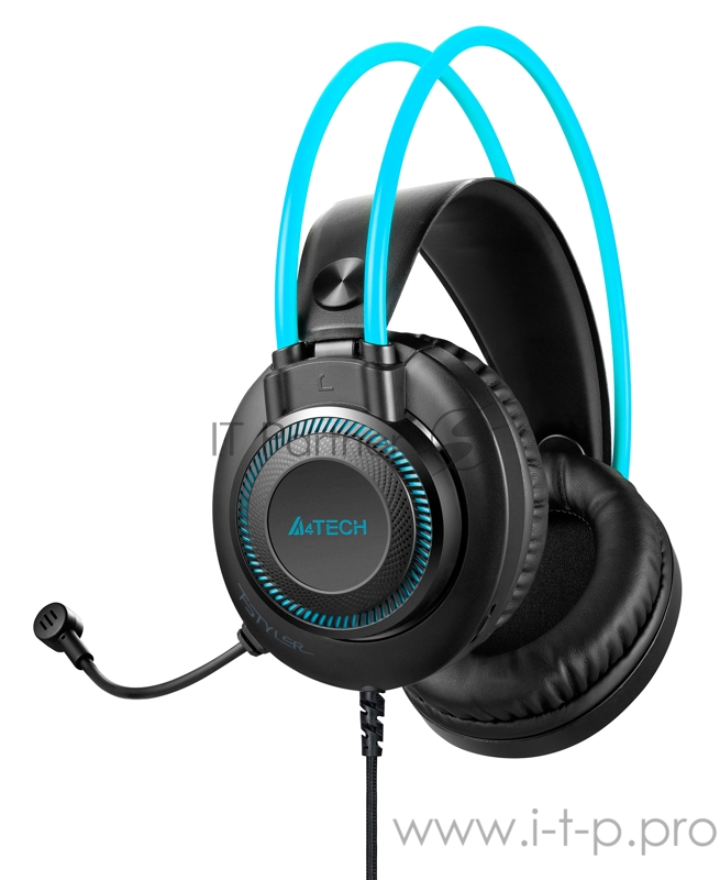 Наушники с микрофоном A4 Fstyler FH200U серый/синий мониторные USB оголовье (FH200U BLUE)