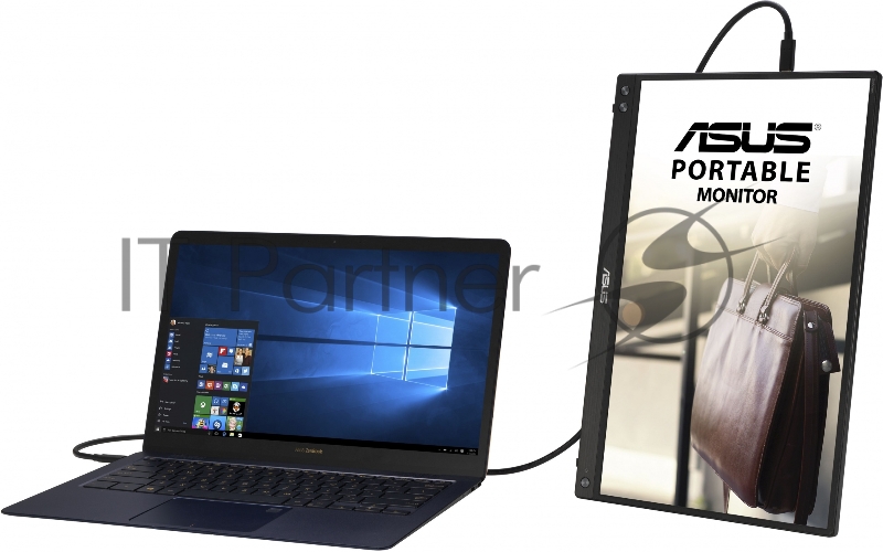 Монитор LCD 15.6” MB16ACV ASUS ZenScreen MB16ACV portable USB Monitor, 15.6”, FHD (1920x1080), IPS, 16:9, 250cd/㎡, 800:1, 5ms(GTG), 60Hz, USB-Cx1, Flicker Free, Blue Light Filter, Anti-glare surface, Antibacterial treatment, compatible with USB Type-