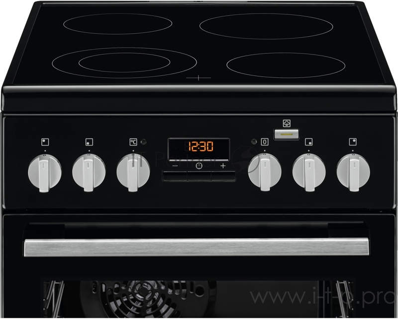 Электрическая плита ELECTROLUX со стеклокерамикой, 50см шириной, чёрного цвета, мультифункциональная электрическая духовка с паром SteamBake, электрический гриль, электронное управление с отключением духовки, 5 режимов, двойная зона расширения, п