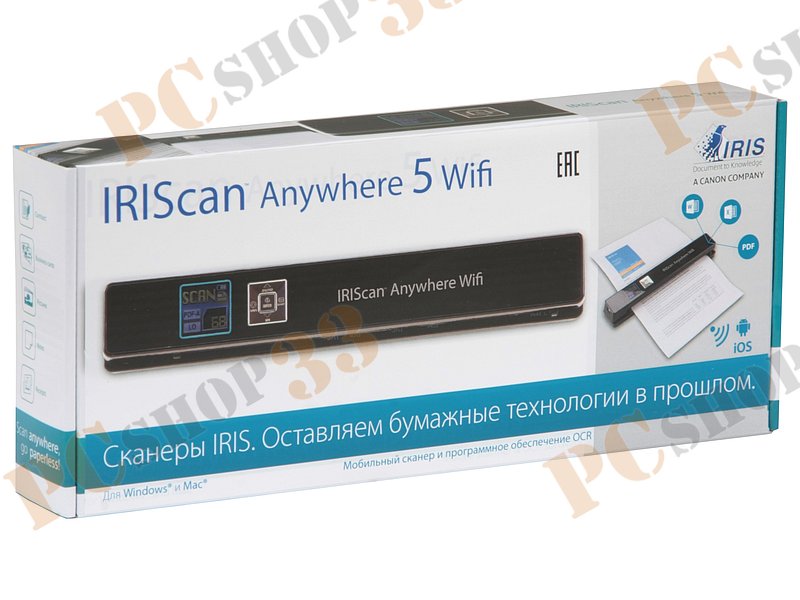 Сканер IRIS IRIScan Anywhere 5 WiFi A4, 1200x1200dpi, черный (WiFi)