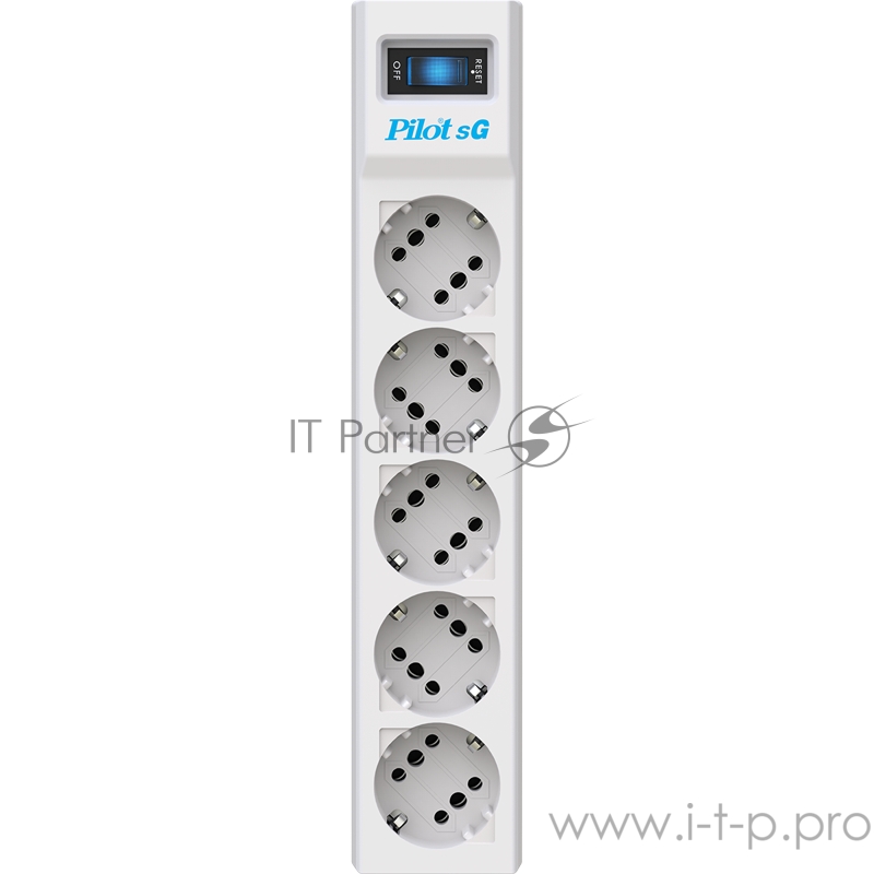 Сетевой фильтр Surge protector Pilot SG5 5 outlets (GP), 10A / 2.2kVt, automatic circuit-breaker, 10 m