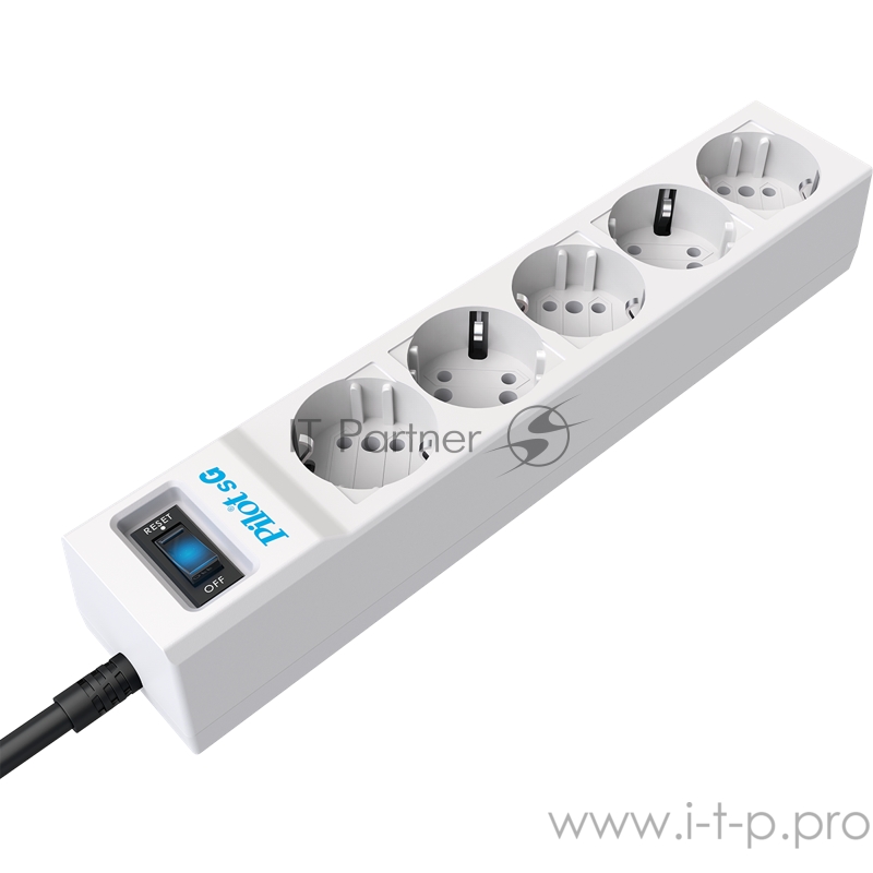 Сетевой фильтр Surge protector Pilot SG5 5 outlets (GP), 10A / 2.2kVt, automatic circuit-breaker, 10 m