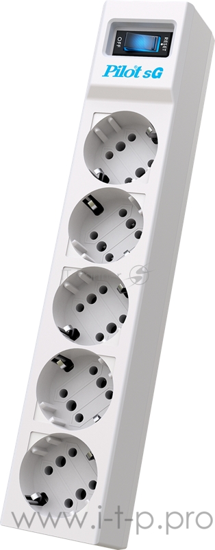 Сетевой фильтр Surge protector Pilot SG5 5 outlets (GP), 10A / 2.2kVt, automatic circuit-breaker, 7 m