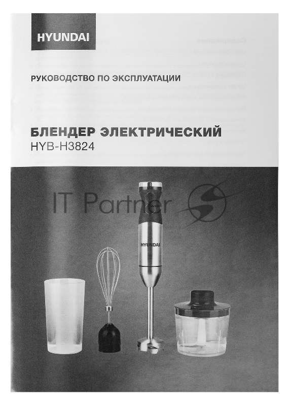 Блендер погружной Hyundai HYB-H3824 800Вт серебристый/черный