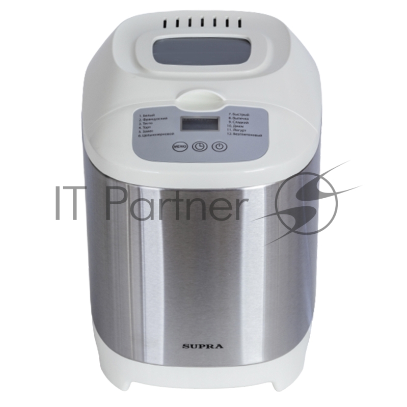 Хлебопечь SUPRA BMS-220 (Хлебопечь. Размер выпечки 750 г. Антипригарное внутреннее покрытиеПрограммируемый таймер с ЖК дисплеем . Отсрочка запуска до 13 часов12 режимов автоприготовления. Автоотключение. 3 варианта выбора цвета корочки хлеба.)