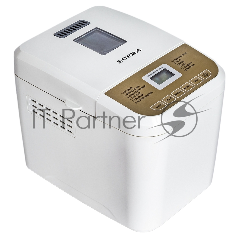 Хлебопечь SUPRA BMS-210 (Хлебопечь. Размер выпечки 500 г. Антипригарное внутреннее покрытиеПрограммируемый таймер с ЖК дисплеем . Отсрочка запуска до 13 часов12 режимов автоприготовления. Автоотключение. 3 варианта выбора цвета корочки хлеба.)