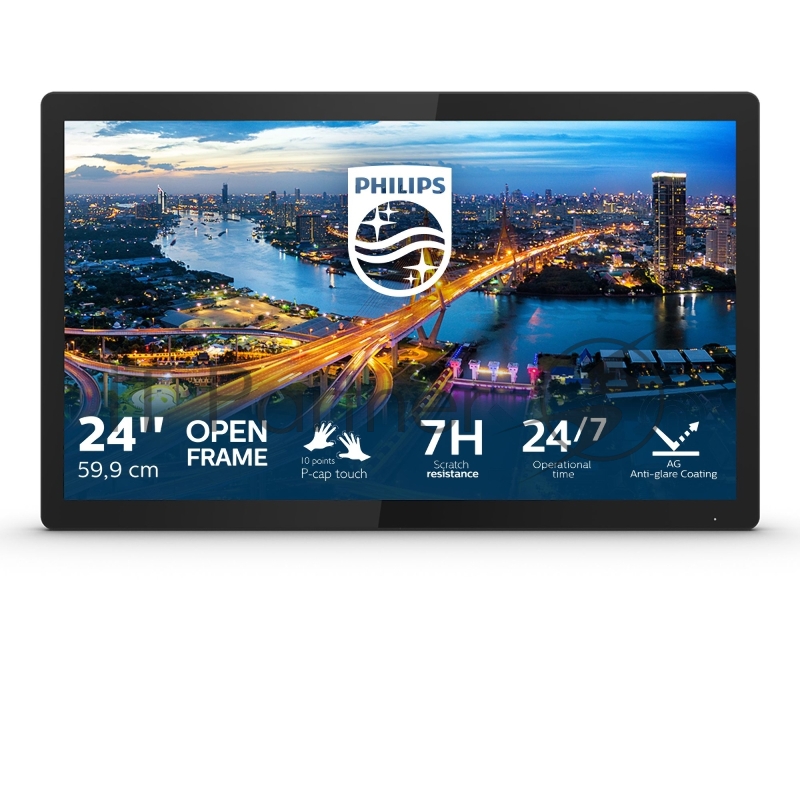 Монитор 23.8 PHILIPS 242B1TFL/00 Black (IPS, Multi-Touch, 1920x1080, 75Hz, 4 ms, 178°/178°, 350 cd/m, 50M:1, +DVI, +HDM