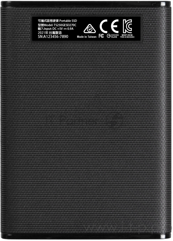 Твердотельный накопитель Transcend ESD270C, 250GB, External SSD, USB 3.1 Gen 2(USB Type-C), R/W 520/460MB/s, Black