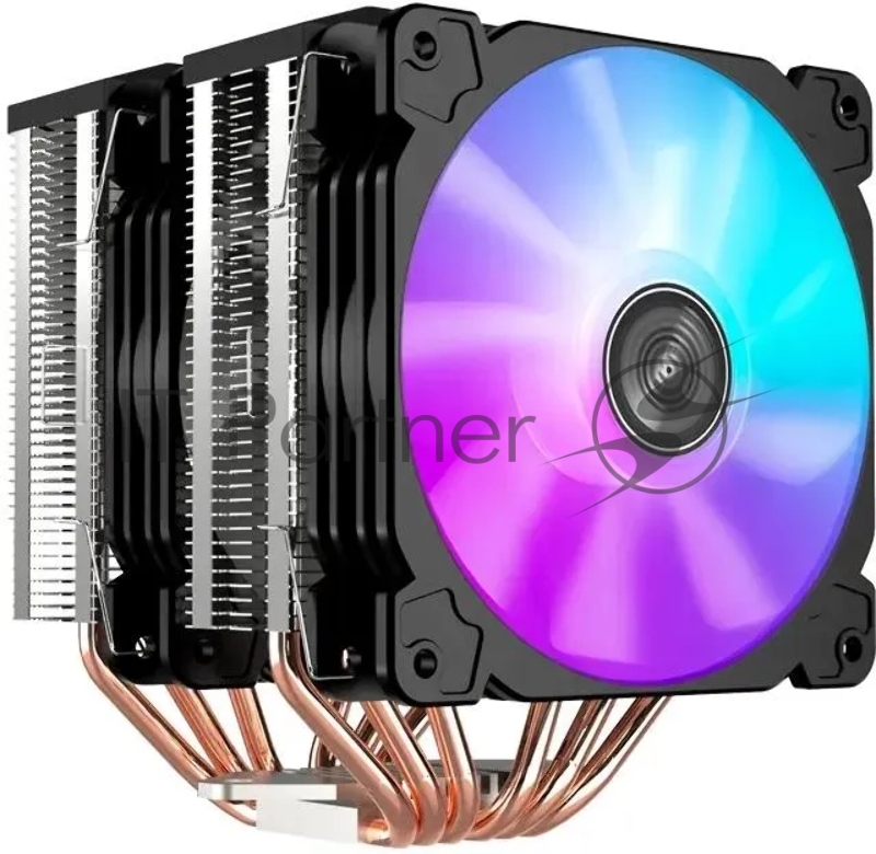 Кулер JONSBO CR-2100 LGA1366/115X/775/AM4/AM3/3+/AM TDP 200W, PWM, 2 х 120mm Dynamic Multi-Color LED Fan, 6 тепловых трубок, 4-pin) Retail