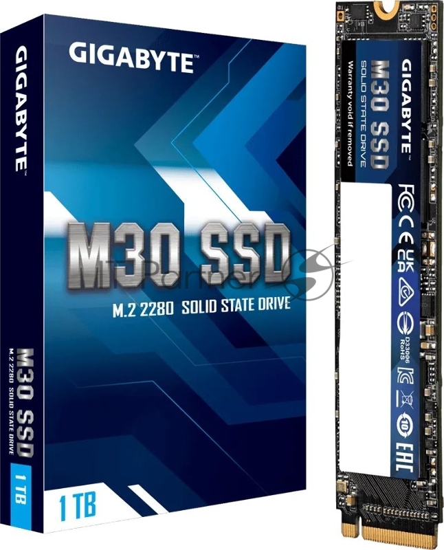 Накопитель SSD M.2 2280 1TB Gigabyte M30 Client SSD GP-GM301TB-G PCIe Gen3x4 with NVMe, 3500/3000, IOPS 308/332K, MTBF 2M, 3D TLC, 2048MB, 650TBW, 0,36DWPD, RTL