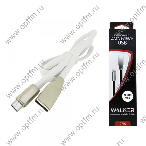 Кабель USB - micro USB WALKER C710 плоский белый