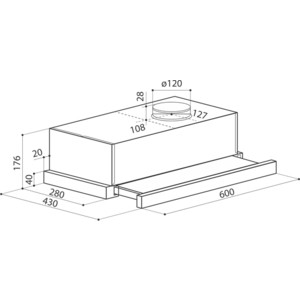 Вытяжка встраиваемая LEX HUBBLE 600 WHITE 570м3/час LED лампы