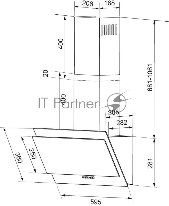 Вытяжка Krona VENERA 600 black PB