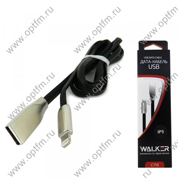 Кабель USB - Apple 8pin/lightning WALKER C710 (iOS11) плоский черный