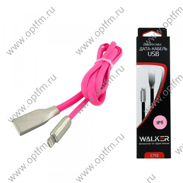 Кабель USB - Apple 8pin/lightning WALKER C710 (iOS11) плоский розовый