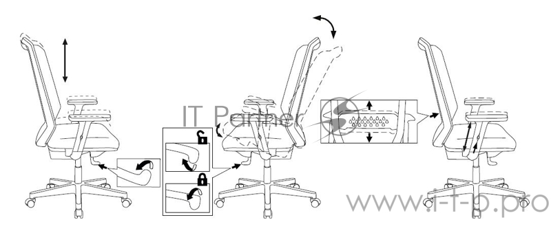 Кресло Бюрократ MC-611N черный TW-01 38-418 сетка/ткань крестовина пластик