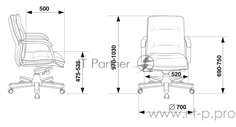 Кресло руководителя Бюрократ T-9927WALNUT-LOW слоновая кость кожа низк.спин. крестовина металл/дерево