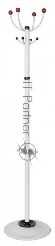 Вешалка напольная Бюрократ Квартет З КВАРТЕТ З/WHITE белый основание круг наконечники вишневый крючки двойные для верхней одежды метал. (упак.:1шт)