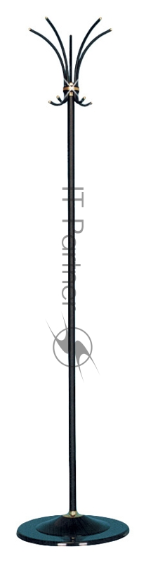 Вешалка напольная Бюрократ ТММ ТММ 137/BLACK черный основание круг наконечники черный крючки двойные для верхней одежды метал. (упак.:1шт)