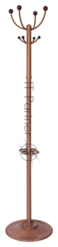 Вешалка напольная Бюрократ Квартет ЗД КВАРТЕТ ЗД/CHERRY вишня основание круг крючки двойные для верхней одежды метал. (упак.:1шт)