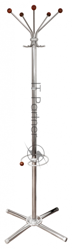 Вешалка напольная Бюрократ Классикс-ЗД КЛАССИКС-ЗД/CHROM хром основание крестовина наконечники вишневый крючки двойные для верхней одежды метал. (упак.:1шт)