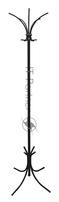 Вешалка напольная Бюрократ Нова-4 НОВА-4/BLACK черный основание крестовина наконечники серый металлик крючки двойные для верхней одежды метал.