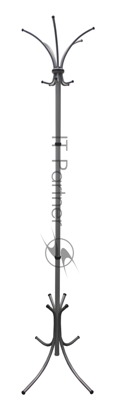 Вешалка напольная Бюрократ Нова-4 НОВА-4/GREY серый основание крестовина наконечники черный крючки двойные для верхней одежды метал. (упак.:1шт)