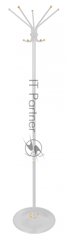 Вешалка напольная Бюрократ СС 136/WHITE белый основание круг наконечники латунь крючки двойные для верхней одежды метал. (упак.:1шт)