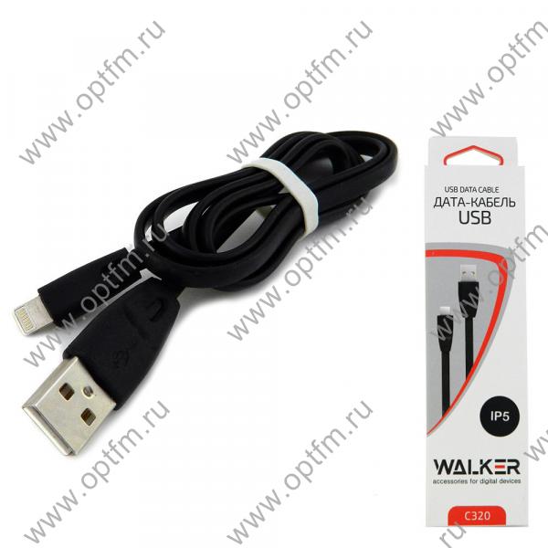 Кабель USB - Apple 8pin/lightning WALKER C320 (iOS11) плоский черный