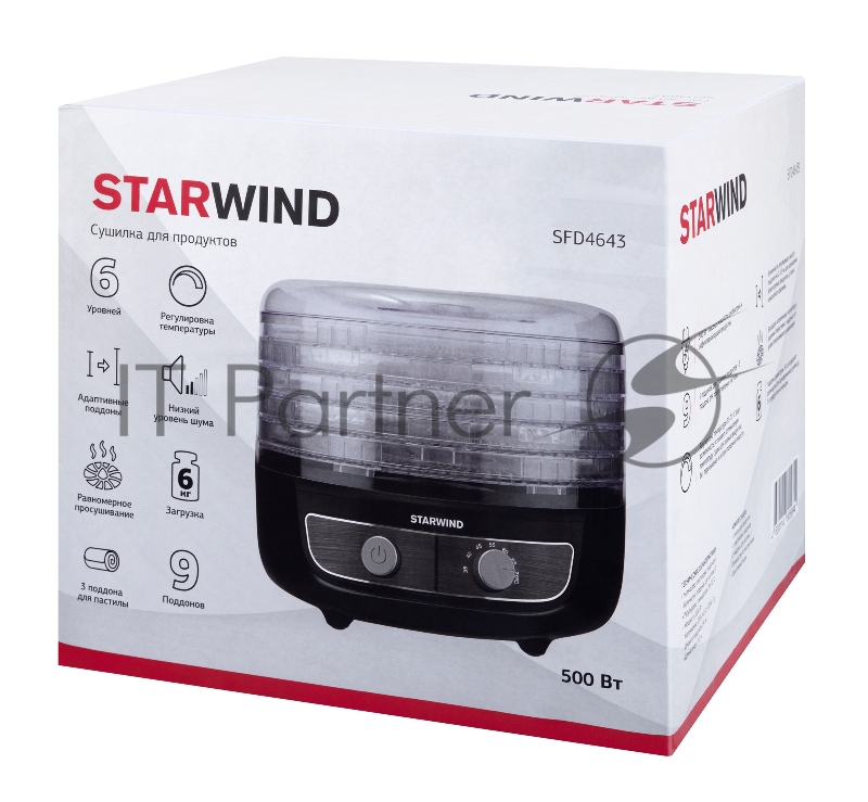 Сушка для фруктов и овощей Starwind SFD4643 6под. 500Вт черный
