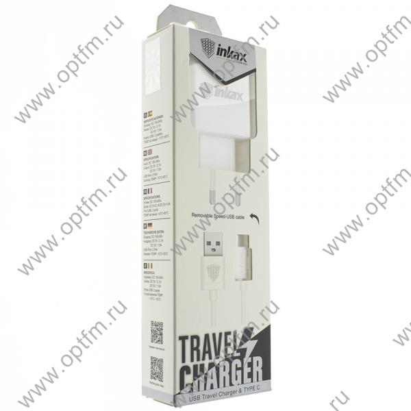 СЗУ TYPE-C 2,1A (2 USB выхода, провод разъемный) INKAX CD-01 белый