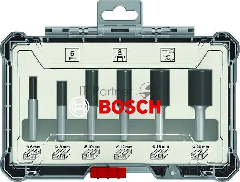 Набор фрез по дер. Bosch 2607017466 d(посад.)=8мм (фрезеры) (упак.:6шт)