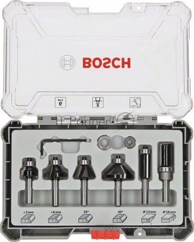 Набор фрез по дер. Bosch 2607017469 d(посад.)=8мм (фрезеры) (упак.:6шт)