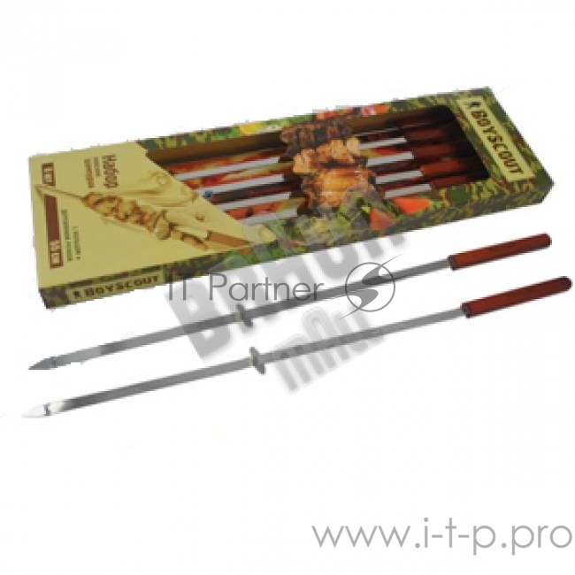 Набор шампуров BOYSCOUT плоских с дерев. ручками 55см 6 штук в упаковке
