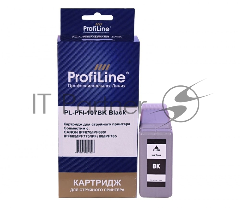 Струйный картридж PL-PFI-107BK для принтеров CANON IPF670/IPF680/IPF685/IPF770/IP с чернилами Black ProfiLine