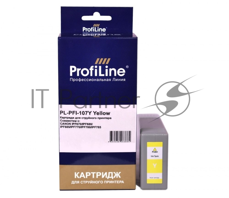 Струйный картридж PL-PFI-107Y для принтеров CANON IPF670/IPF680/IPF685/IPF770/IP с чернилами Yellow ProfiLine