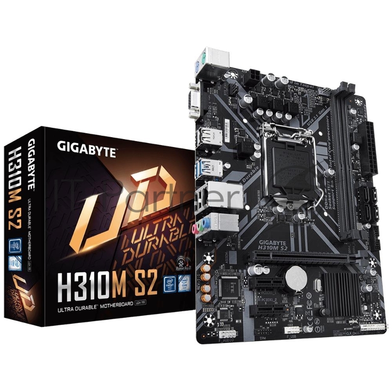 Материнская плата Gigabyte H310M S2, Socket 1151, Intel®H310, 2xDDR4-2666, D-SUB, 1xPCI-Ex16, 2xPCI-Ex1, 4xSATA3, 8 Ch Audio, GLan, (4+2)xUSB2.0, (2+2)xUSB3.1, 2xPS/2, mATX