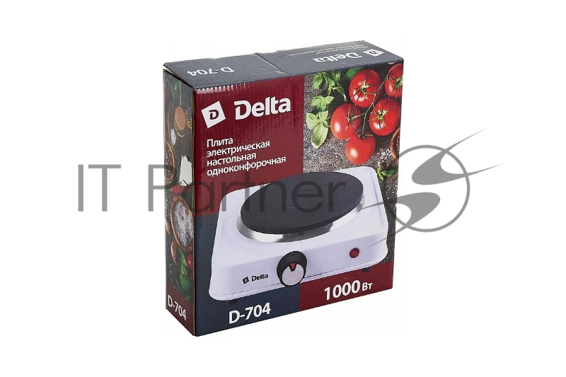 Плитка электрическая DELTA D-704 одноконфорочная диск белая (5)