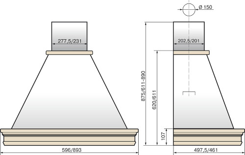 Вытяжка ELIKOR Вилла Валенсия 90П-650-П3Д топ.молоко/дуб неокр.