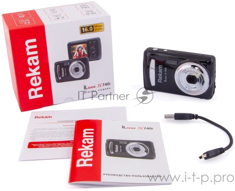 Фотоаппарат Rekam iLook S740i черный 21Mpix 2.7 720p SDHC/MMC CMOS IS el/Li-Ion