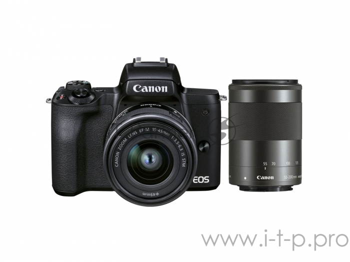 Фотоаппарат Canon EOS M50 Mark II черный 24.1Mpix 3 4K WiFi EF-M15-45 IS STM EF-M55-200 IS STM LP-E12 (с объективом)