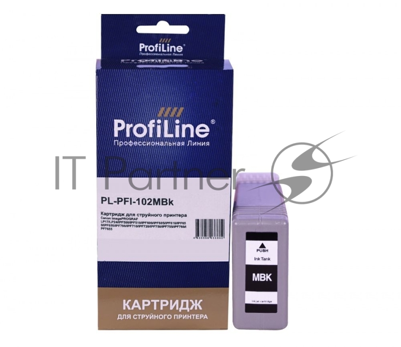 Струйный картридж PL-PFI-102MBK для принтеров CANON IPF510/IPF605/IPF610/IPF650/IP с чернилами Matte Black ProfiLine
