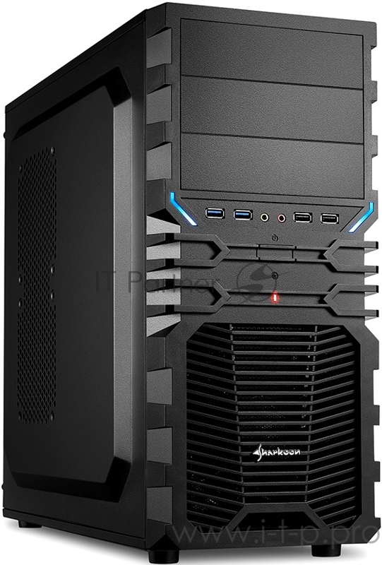 Корпус Sharkoon VG4-V чёрный (ATX, акрил, fan 1x120 мм + 1x120 мм, 2xUSB 3.0 + 2xUSB 2.0, audio)