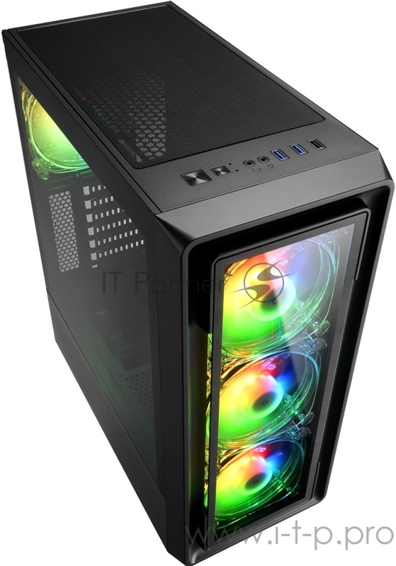 Корпус игровой Sharkoon TK4 RGB чёрный (ATX, закаленное стекло, fan 3x120 мм + 1x120 мм, 2xUSB 3.0, audio)