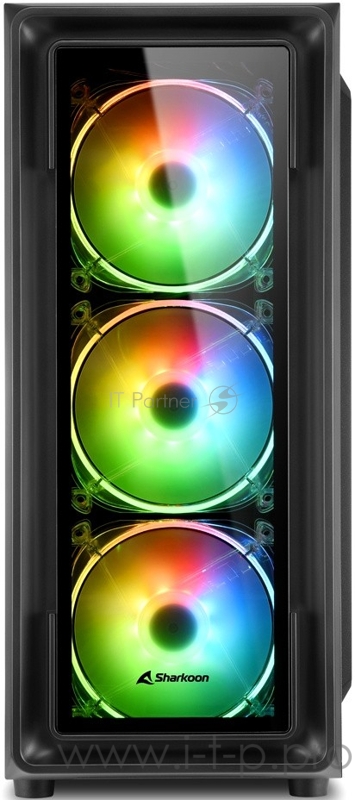 Корпус игровой Sharkoon TK4 RGB чёрный (ATX, закаленное стекло, fan 3x120 мм + 1x120 мм, 2xUSB 3.0, audio)