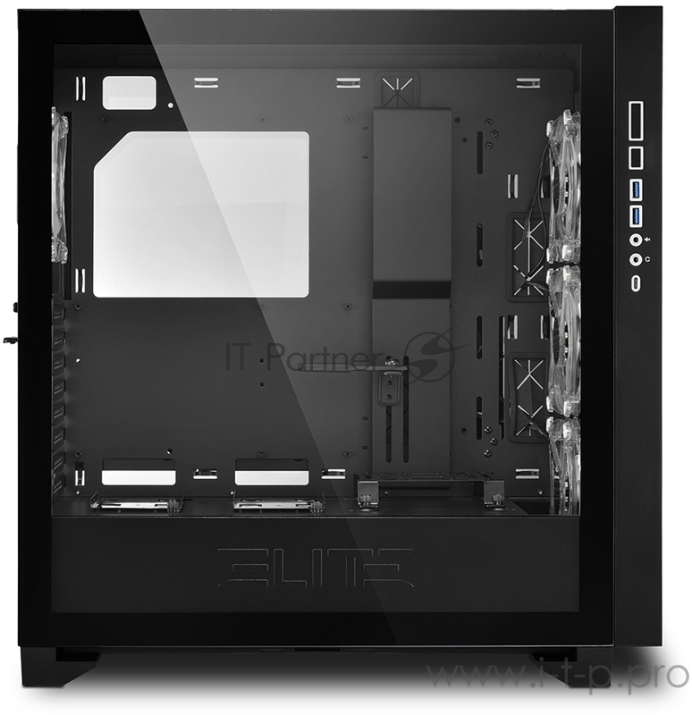 Корпус игровой Sharkoon Elite Shark CA300T RGB led чёрный (E-ATX, Закаленное стекло, RGB fan 3x120 мм + 1x120 мм, 2 x USB 3.0,2 x USB 2.0, audio)