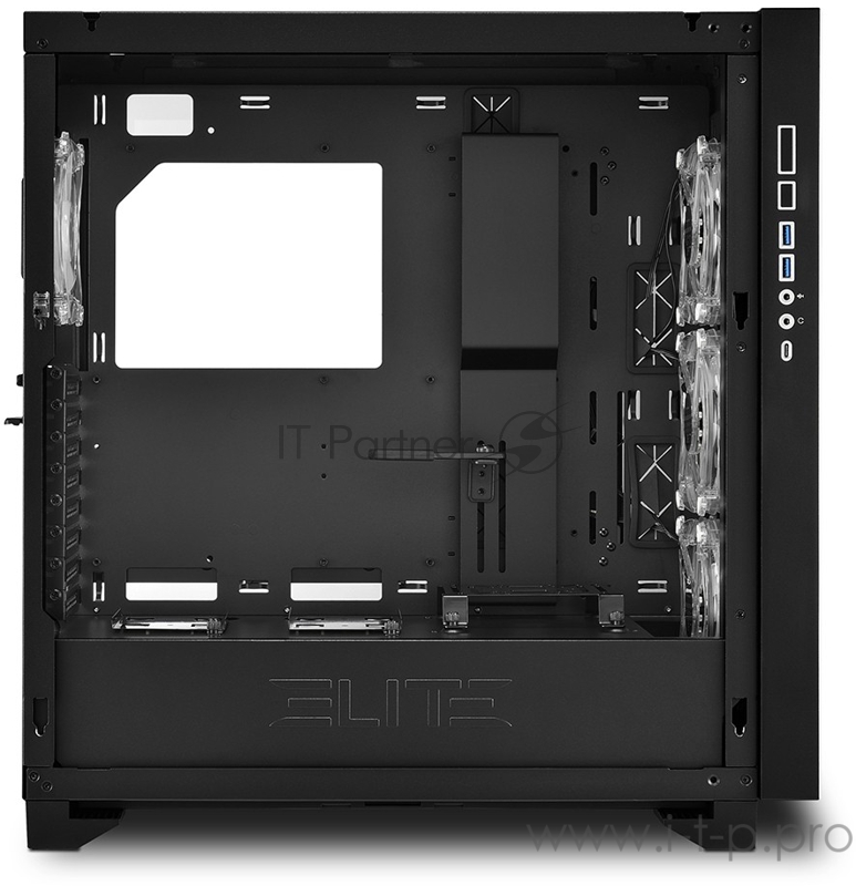 Корпус игровой Sharkoon Elite Shark CA300T RGB led чёрный (E-ATX, Закаленное стекло, RGB fan 3x120 мм + 1x120 мм, 2 x USB 3.0,2 x USB 2.0, audio)